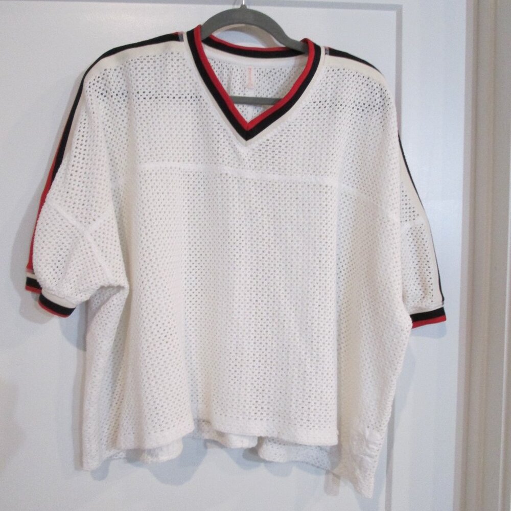 Free People Movement Mesh Oversized Athletic Top Small White Net Jersey Tee